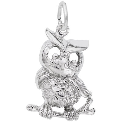 Sitting Owl Charm in Sterling Silver