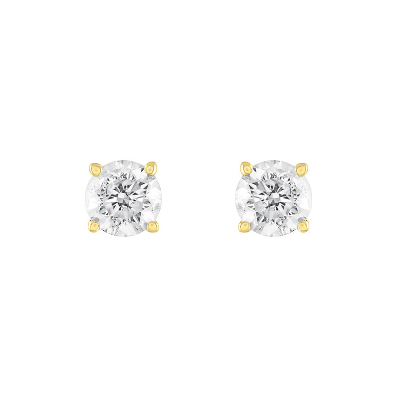 Brilliant-Cut 1tw. HI I2 Diamond Stud Earrings in 14k Yellow Gold image number null