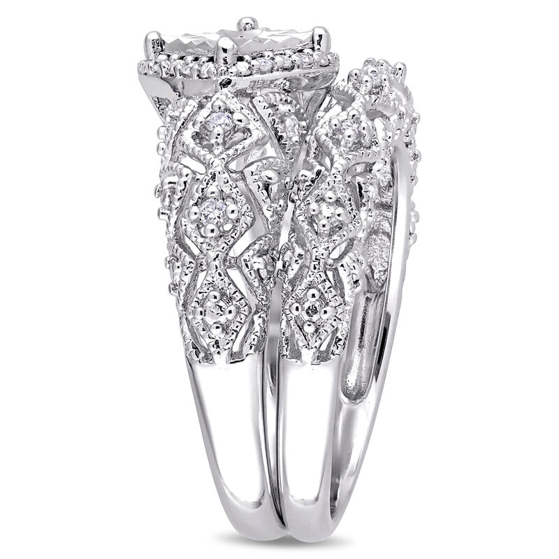 Diamond Vintage-Inspired 1/5ctw. Ring + Band 2-Piece Ring Set in Sterling Silver image number null