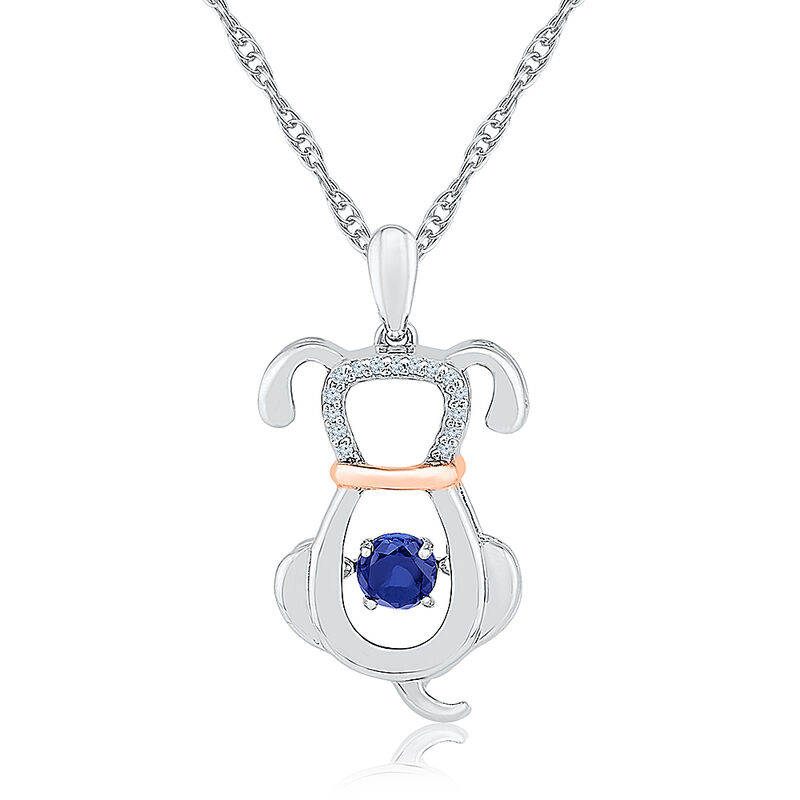 Beats Of Love: Dog Gemstone Pendant in Sterling Silver & Rose Gold image number null