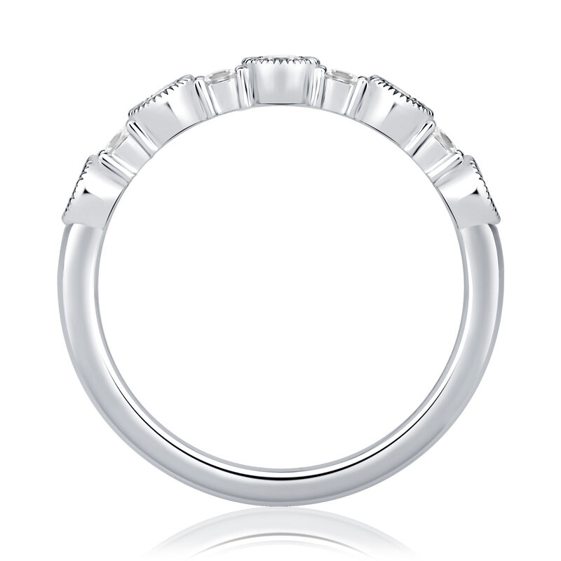 Lab Grown Diamond 1/2ctw. Milgrain Anniversary Ring in 14k White Gold image number null