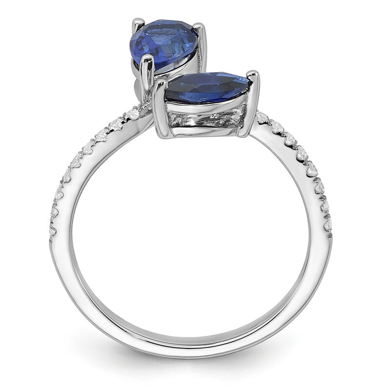 Pear & Marquise-Cut Created Sapphire 1/5ctw. Diamond Bypass Ring in 10k White Gold image number null