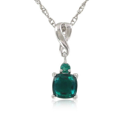 Created Emerald & Diamond Birthstone Pendant