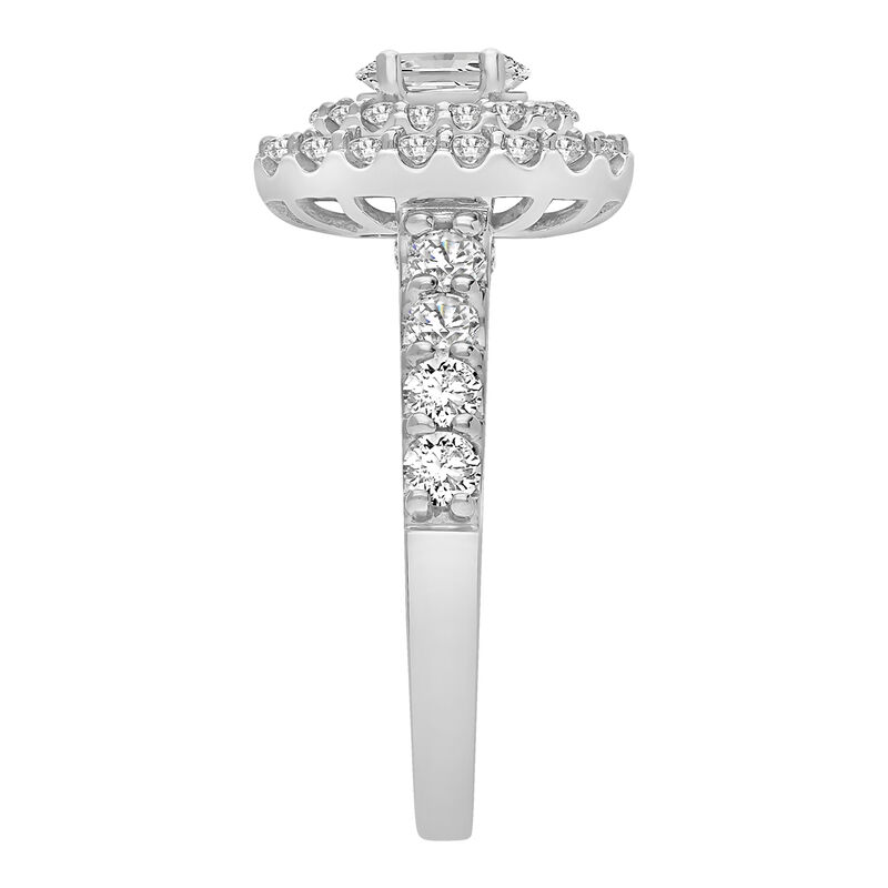 Oval Lab Grown Diamond 1 1/2ctw. Double Halo Engagement Ring in 14k White Gold image number null