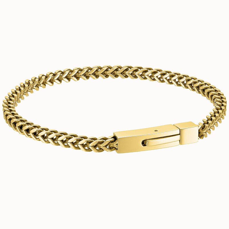 Men's Stainless Steel Foxtail Gold Ion-Plate Chain Bracelet image number null