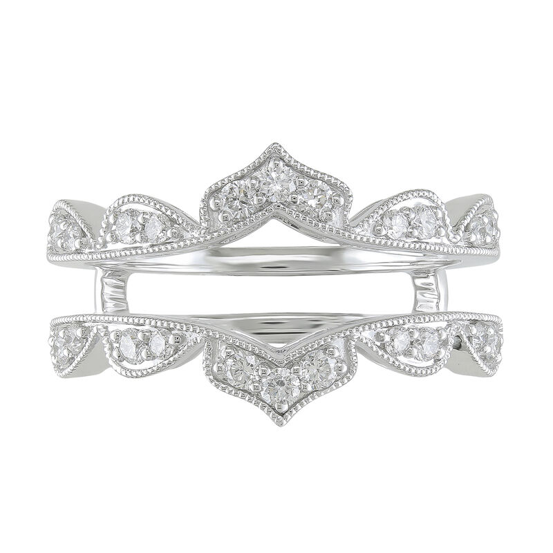 Brilliant-Cut 1/3ctw. Diamond Scalloped Crown Milgrain Insert in 14k White Gold image number null