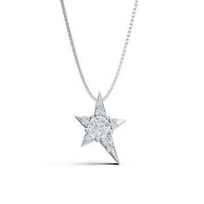 Lab Grown Diamond Star Pendant in 10k White Gold