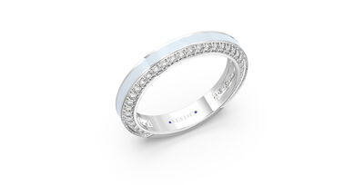 Brilliant-Cut Lab Grown Diamond on Both Sides Light Blue Ceramic Band in Sterling Silver