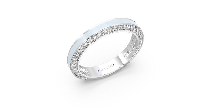 Brilliant-Cut Lab Grown Diamond on Both Sides Light Blue Ceramic Band in Sterling Silver image number null