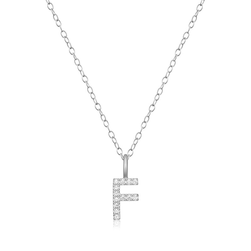Lab Grown Diamond Letter F Initial Pendant Necklace in Sterling Silver image number null
