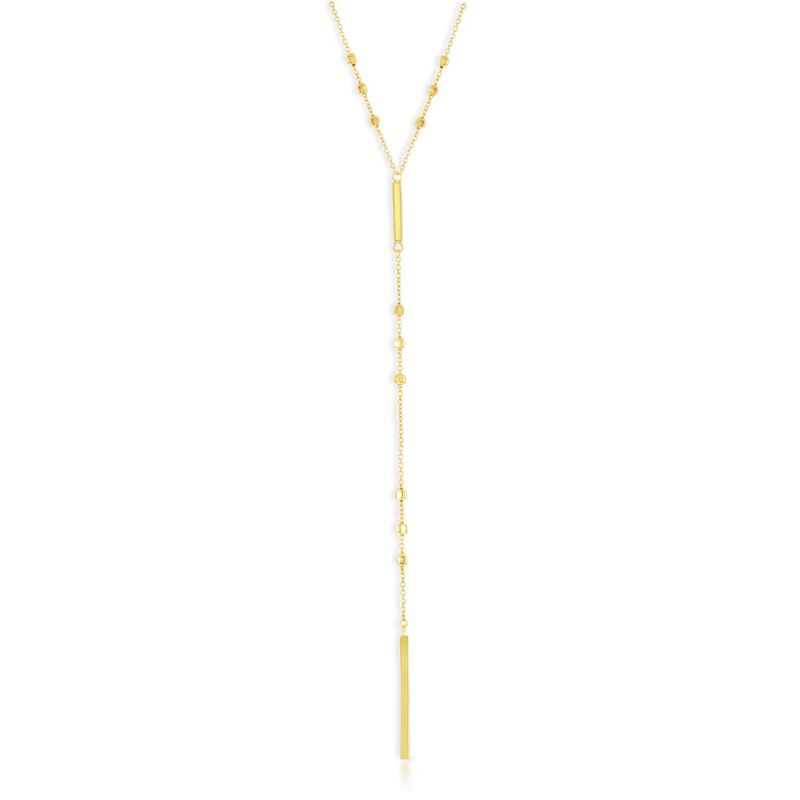 Square Bead & Vertical Bar Lariat Necklace in Sterling Silver & Gold Plate image number null