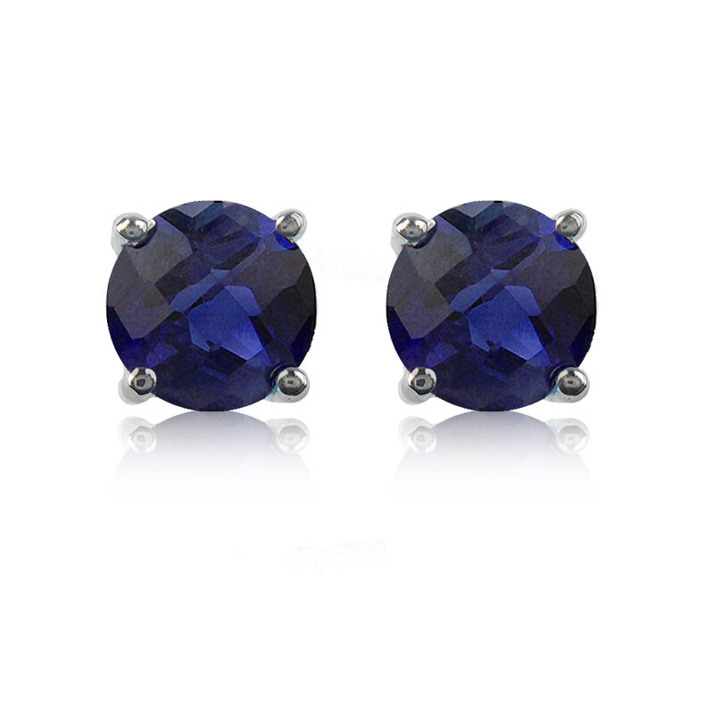 Sapphire Brilliant-Cut Stud Earrings in White Gold image number null