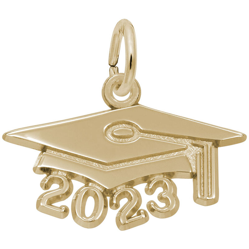 Large Graduation Cap 2023 in Gold Plated Sterling Silver image number null