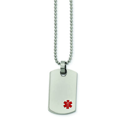 Medical Alert ID Small Dog Tag Necklace in Stainless Steel