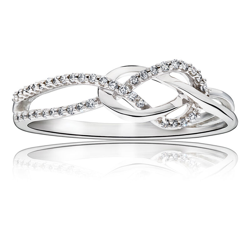 Diamond Loop Knot Promise Ring in 10k White Gold image number null