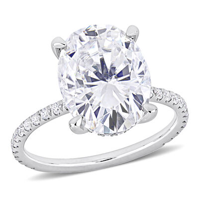 Oval-Cut 4 7/8ctw. Created Moissanite Solitaire Engagement Ring in 10k White Gold