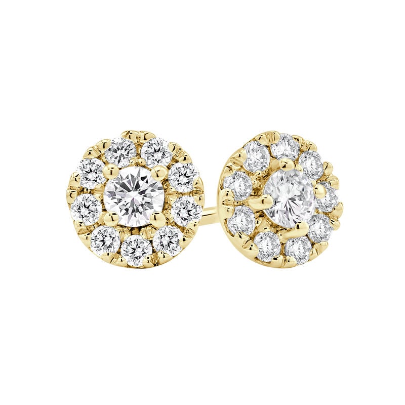 Lab Grown Diamond 1/2ctw. Single Halo Stud Earrings in 14k Yellow Gold image number null