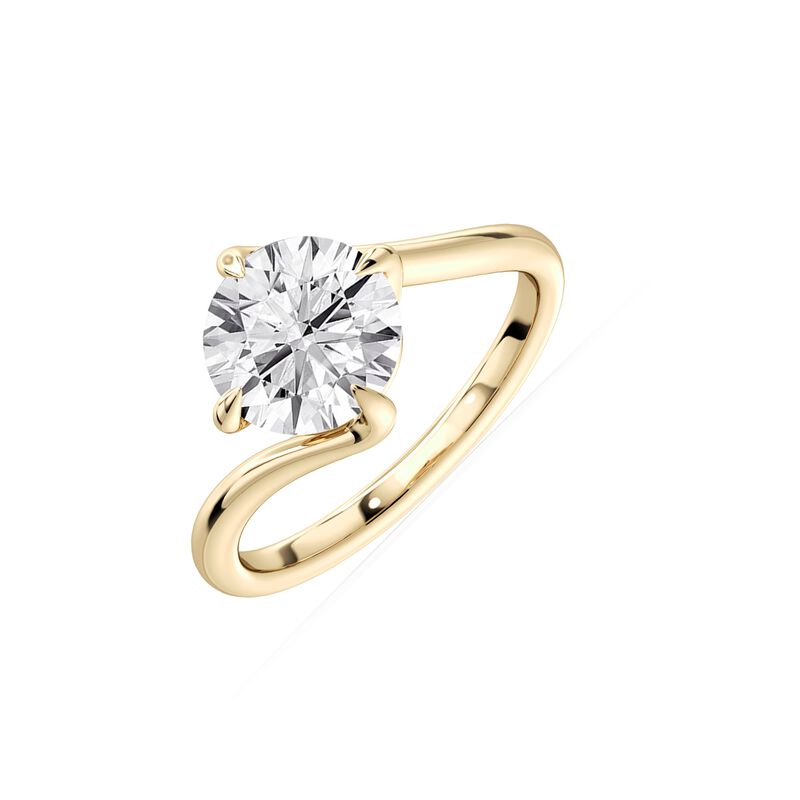 Round Lab Grown Diamond 2 1/2ct. Bypass Solitaire Engagement Ring in 14k Yellow Gold image number null