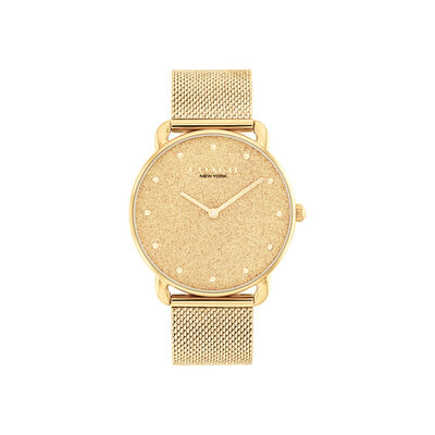 Coach Ladies Yellow Glittery Dial Shimmer Mesh 36mm Watch 14504553
