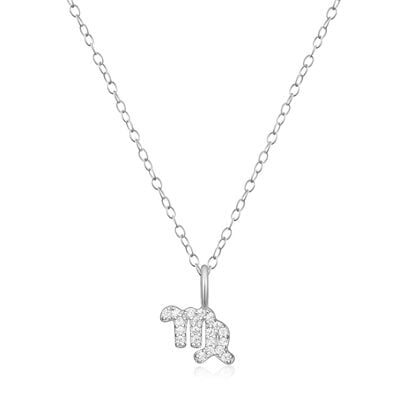 Lab Grown Diamond Virgo Constellation Pendant Necklace in Sterling Silver