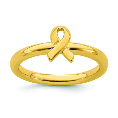 Cancer Awarness Ribbon Disc Ring in Gold Plated Sterling Silver