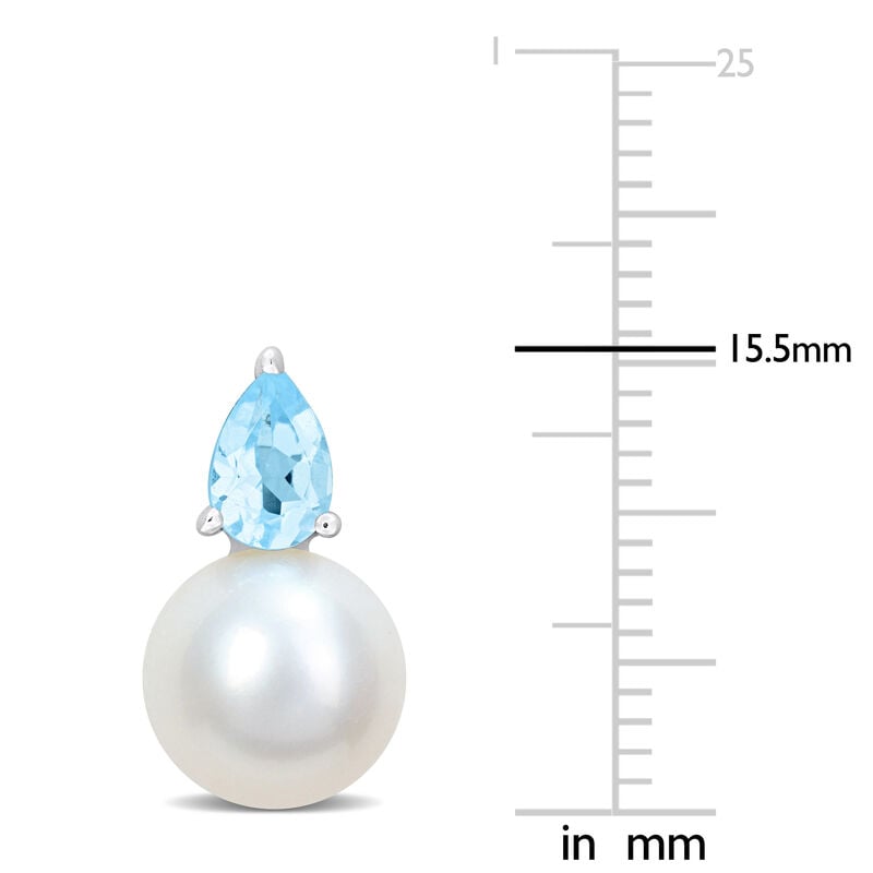 Sky Blue Topaz & Freshwater Cultured Pearl Stud Earrings in Sterling Silver image number null