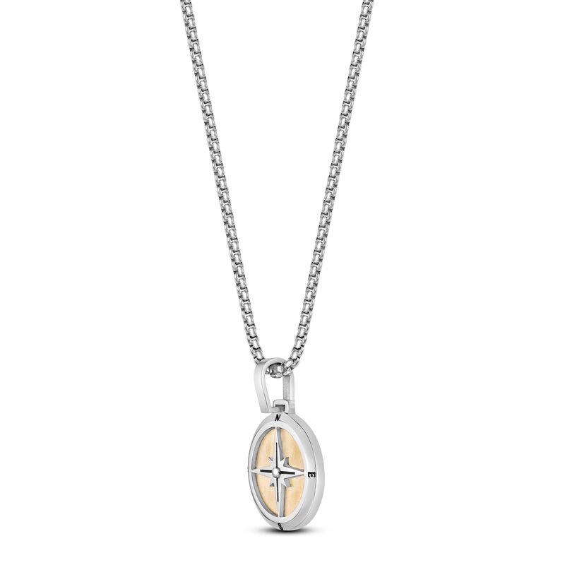 Gold Tone Pendant on 24" Box Chain in Stainless Steel image number null