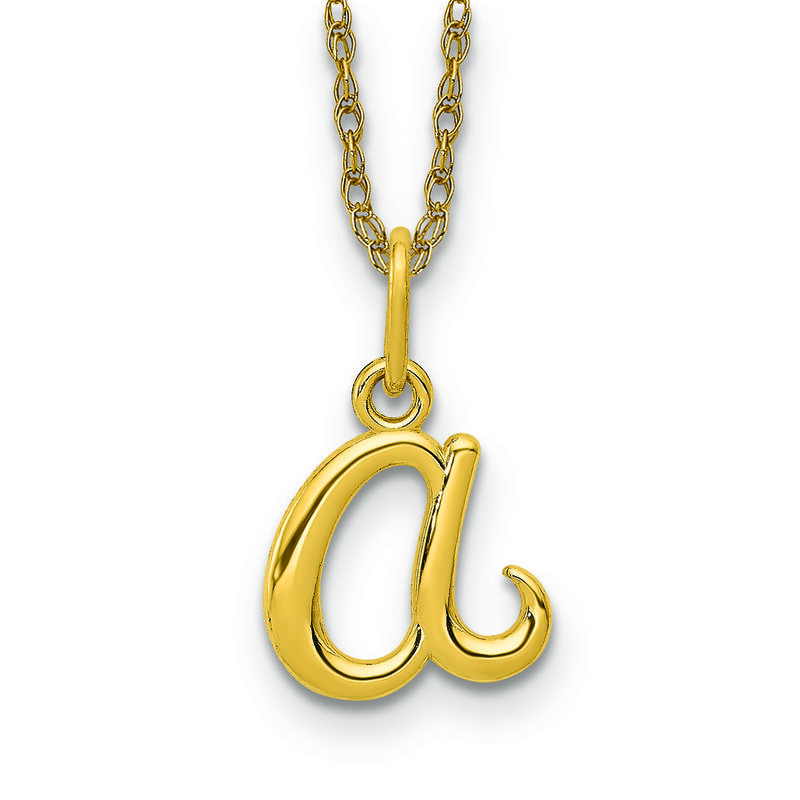 Script A Initial Necklace in 14k Yellow Gold image number null