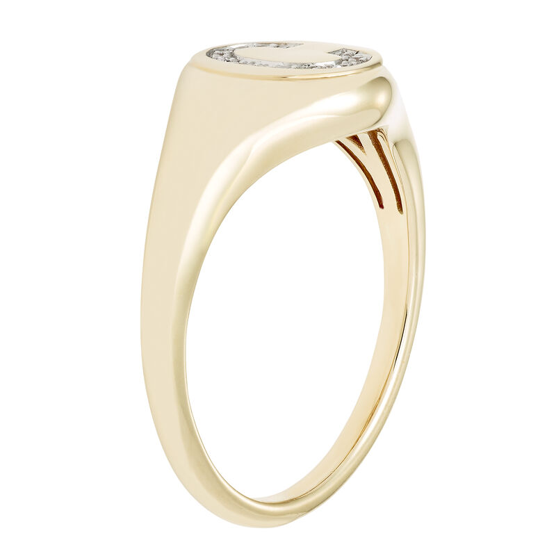 Diamond Initial C Signet Ring in 14k Yellow Gold image number null