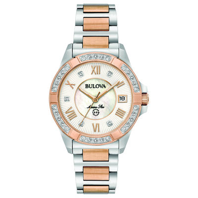 Bulova Ladies' Diamond Rose-Tone Marine Star Watch 98R234 