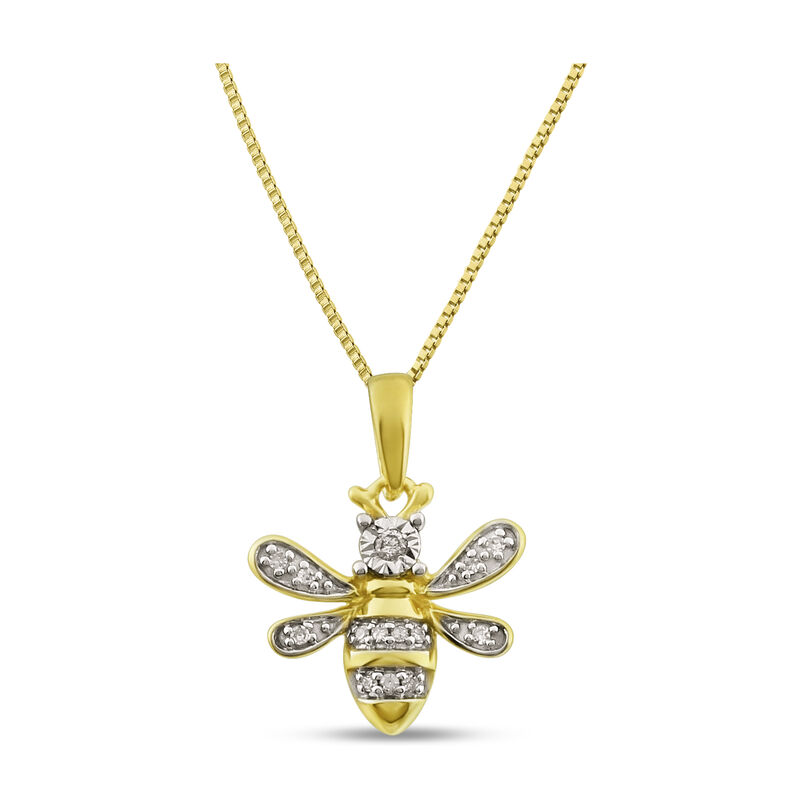 Diamond Bumblebee Necklace in 10k Yellow Gold image number null