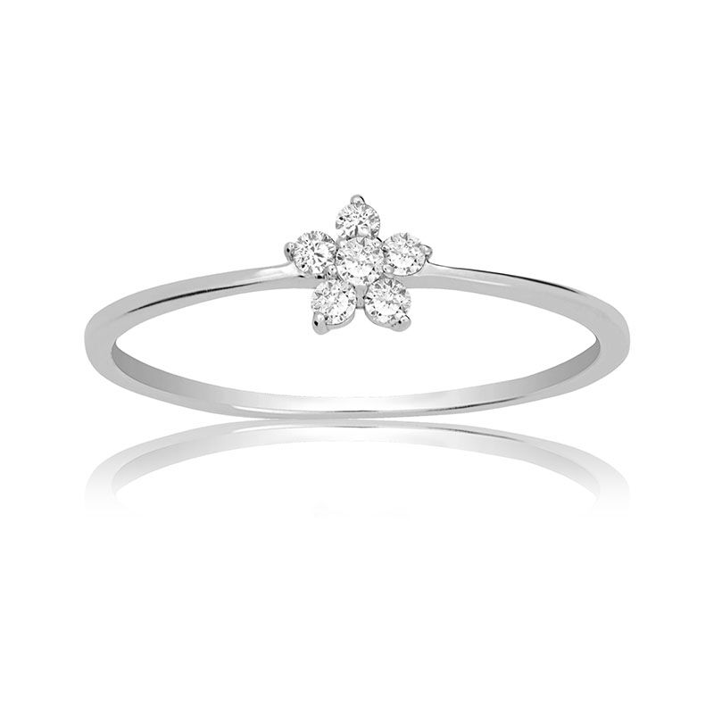Diamond Flower Ring in 14k White Gold image number null