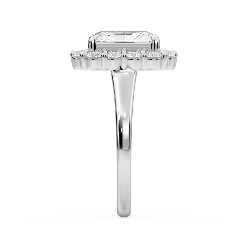 Radiant Lab Grown Diamond 4ctw. Halo Engagement Ring in 14k White Gold image number null