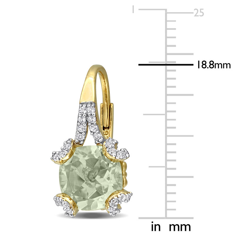 Green Quartz & White Topaz Leverback Earrings in Gold Plated image number null