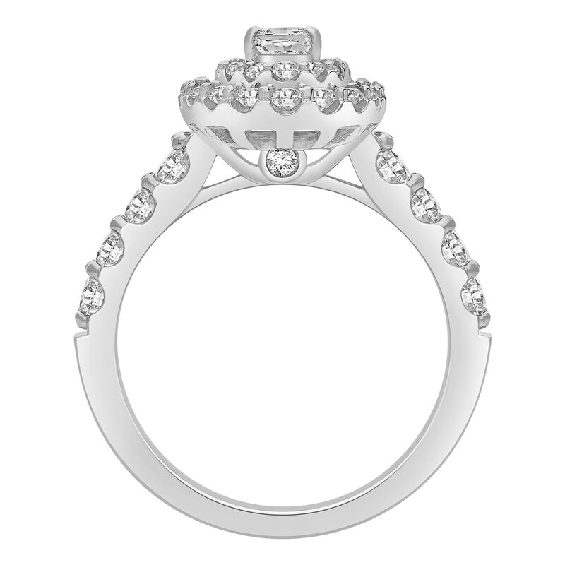 Oval Lab Grown Diamond 1 1/2ctw. Double Halo Engagement Ring in 14k White Gold image number null