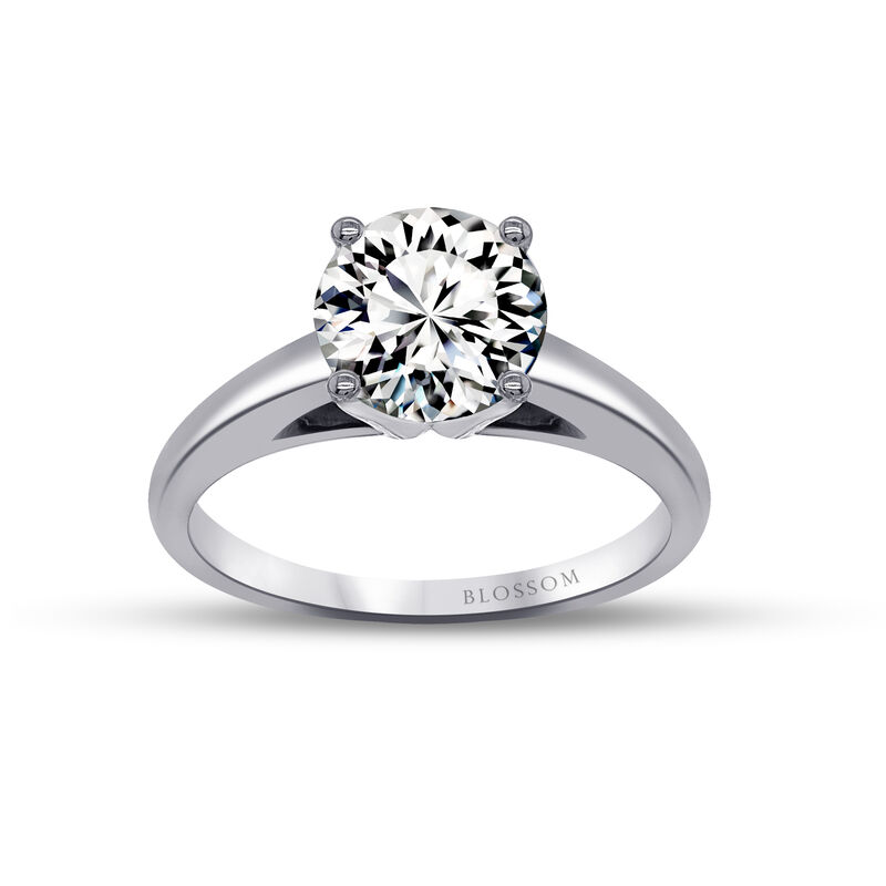 Blossom Cut Round Lab Grown 2ct. Diamond DEF VS Certified Solitaire Engagement Ring in 14k White Gold image number null