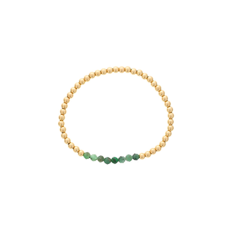 Gold Filled Beaded Bracelet With Emerald Beads image number null