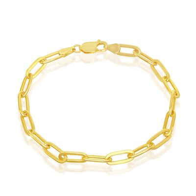 Paperclip 4mm 7" Bracelet in Gold Plated Sterling Silver