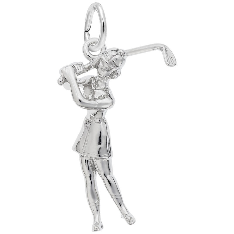 Female Golfer Charm in Gold Plated Sterling Silver image number null
