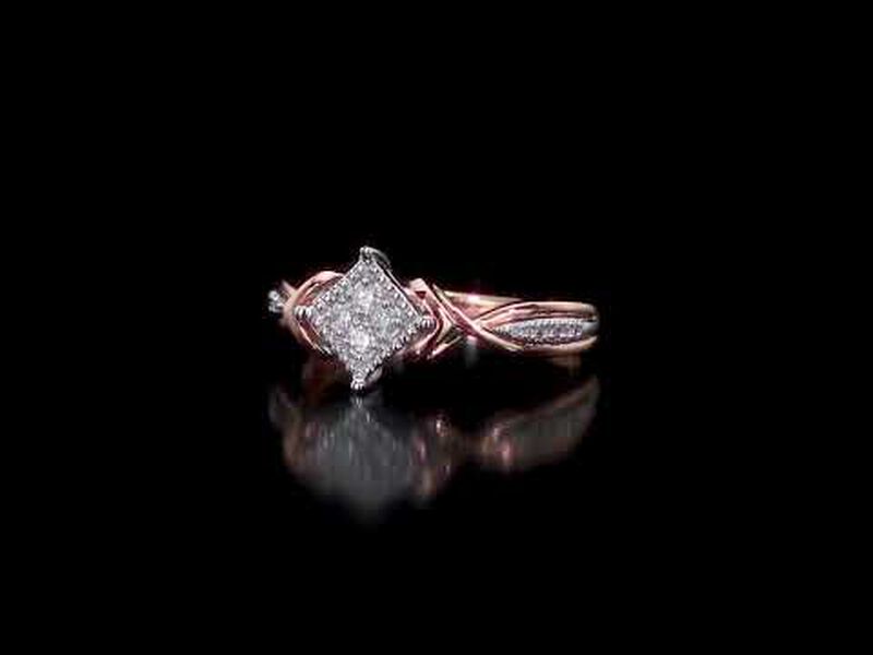 Round Cut Diamond Vintage Promise Ring 1/10ctw. in 10k White and Rose Gold image number null