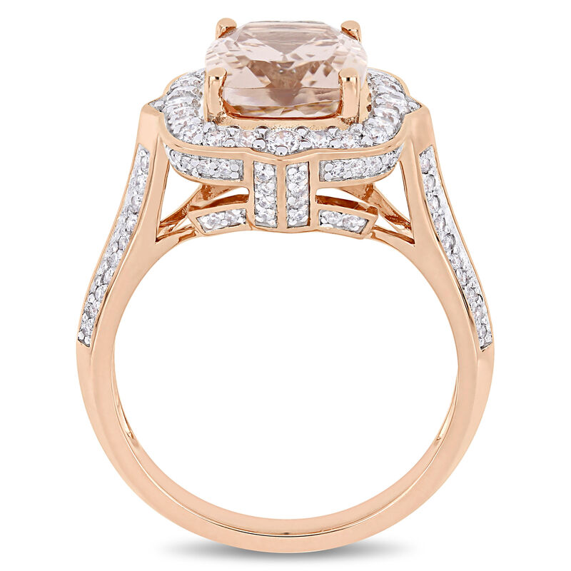 Morganite & Diamond Halo Vintage-Inspired Engagement Ring in 14k Rose Gold image number null