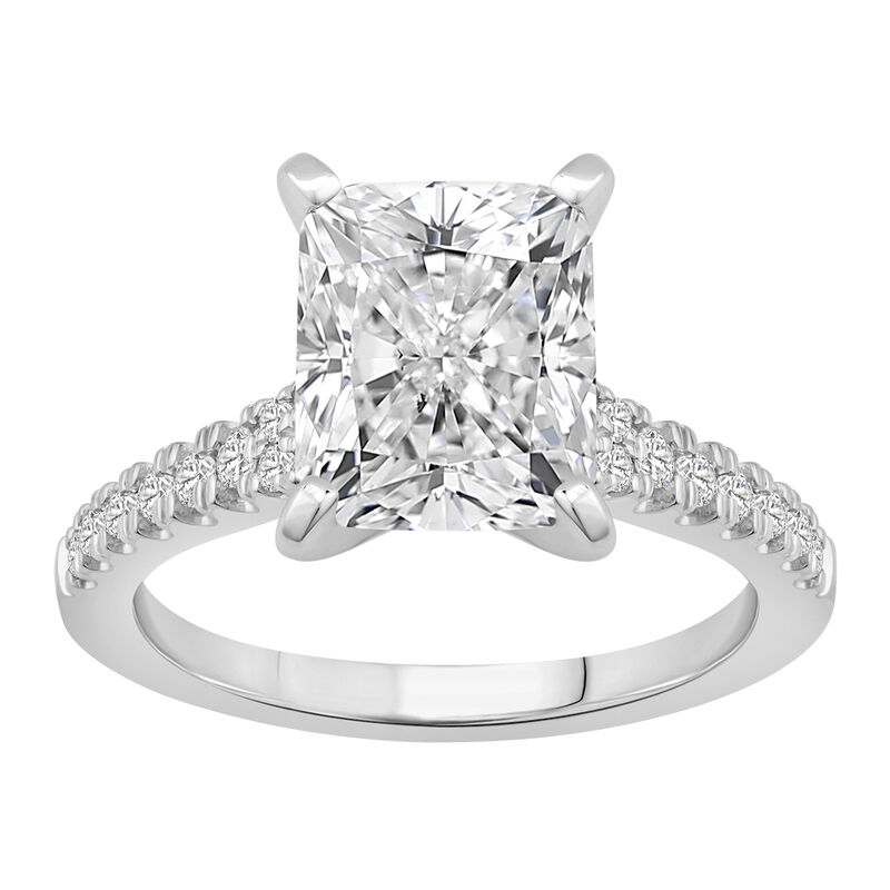 Radiant-Cut Lab Grown 4 1/4ctw. Diamond Split Shank Engagement Ring in 14k White Gold image number null