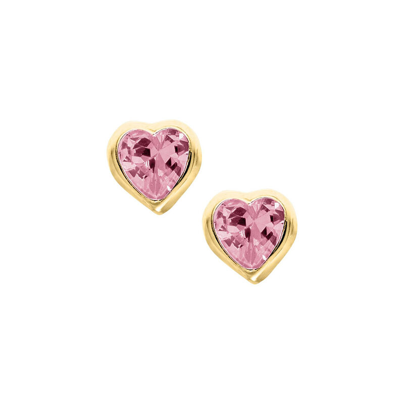 Pink Crystal Baby Earrings in 14k Yellow Gold with Safety Backs image number null