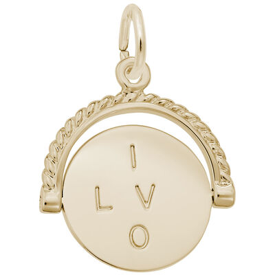 I Love You Spinner Charm in 14k Yellow Gold