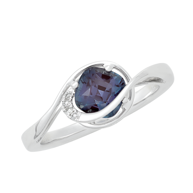 Chatham Flame Created Alexandrite Swirl Ring in 14k White Gold image number null