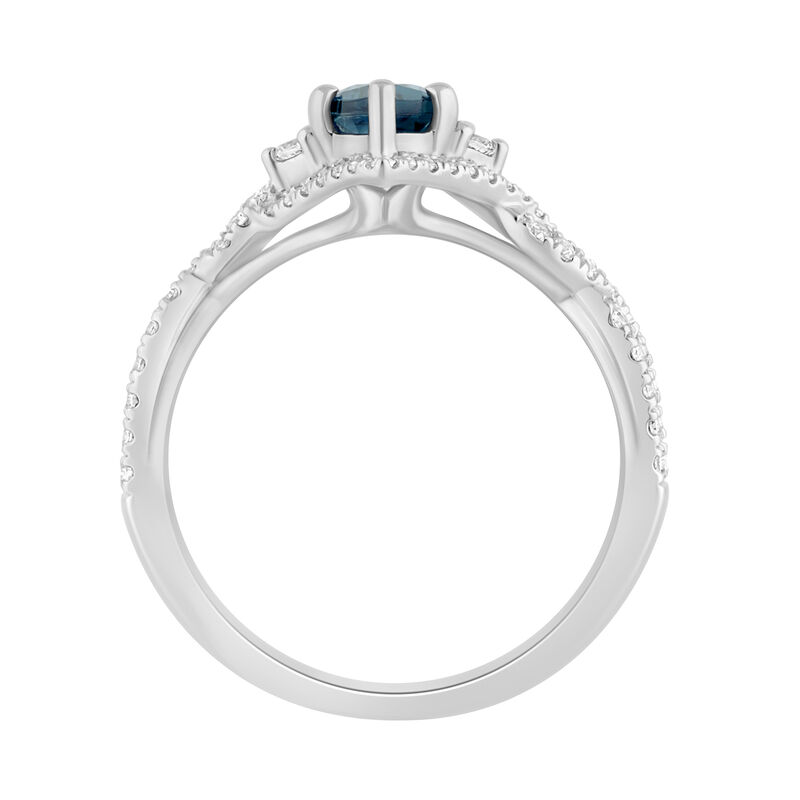 Marquise-Cut Blue Topaz & Diamond Ring in 10K White Gold image number null