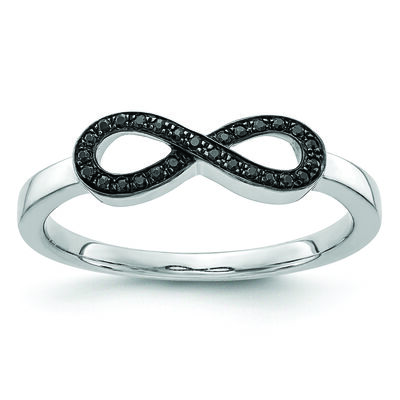 Black Diamond Infinity Ring in 14k White Gold