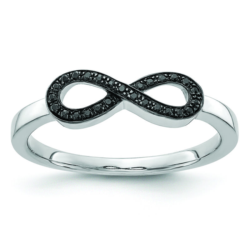 Black Diamond Infinity Ring in 14k White Gold image number null