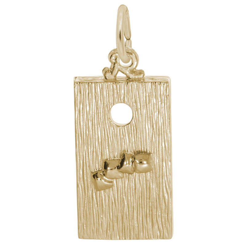 Corn Hole Game Sterling Silver & Yellow Gold Plated Charm image number null
