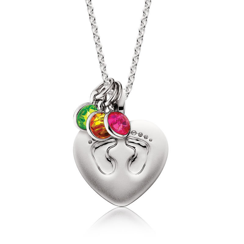 Heart Footprints Mommy Chic Pendant in Sterling Silver image number null